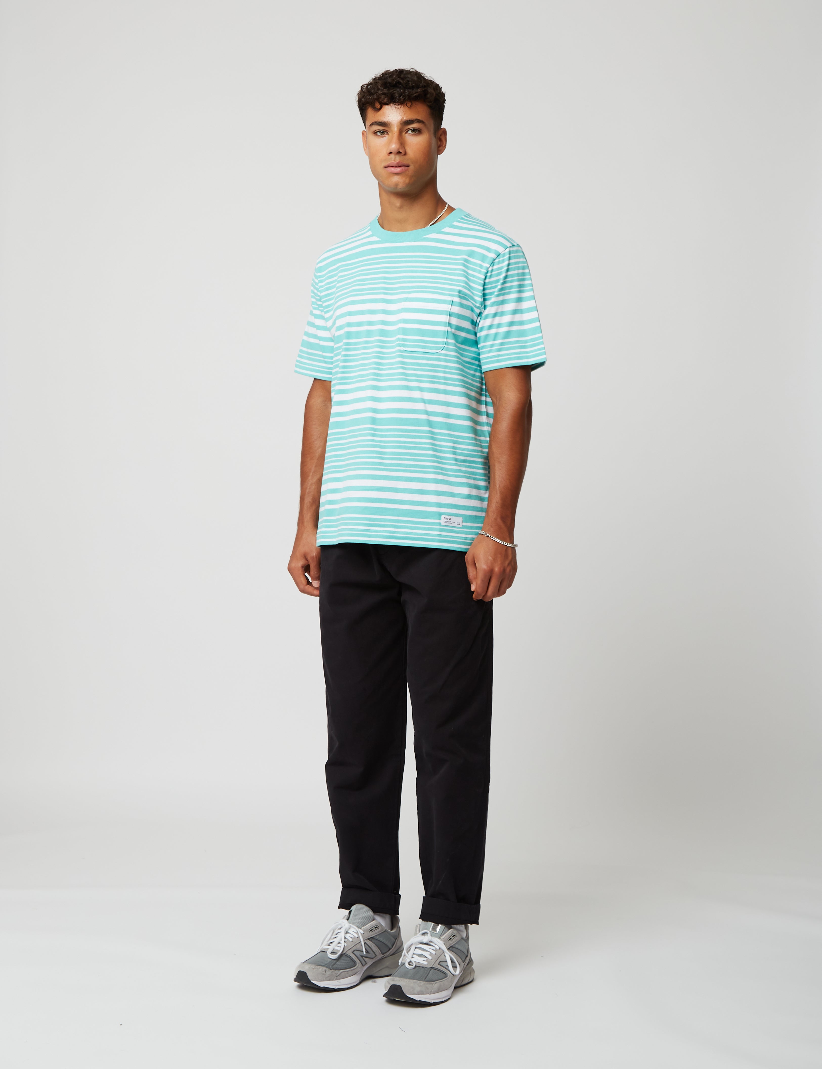 Bhode Shima Striped T-Shirt (Organic) - Turquoise Green