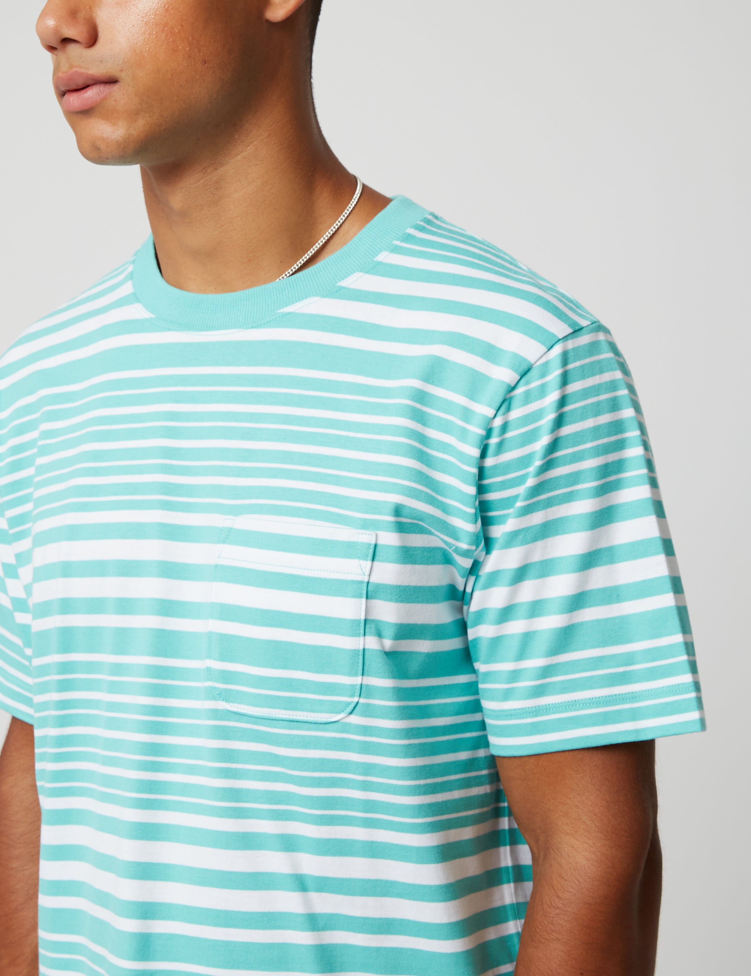 Bhode Shima Striped T-Shirt (Organic) - Turquoise Green