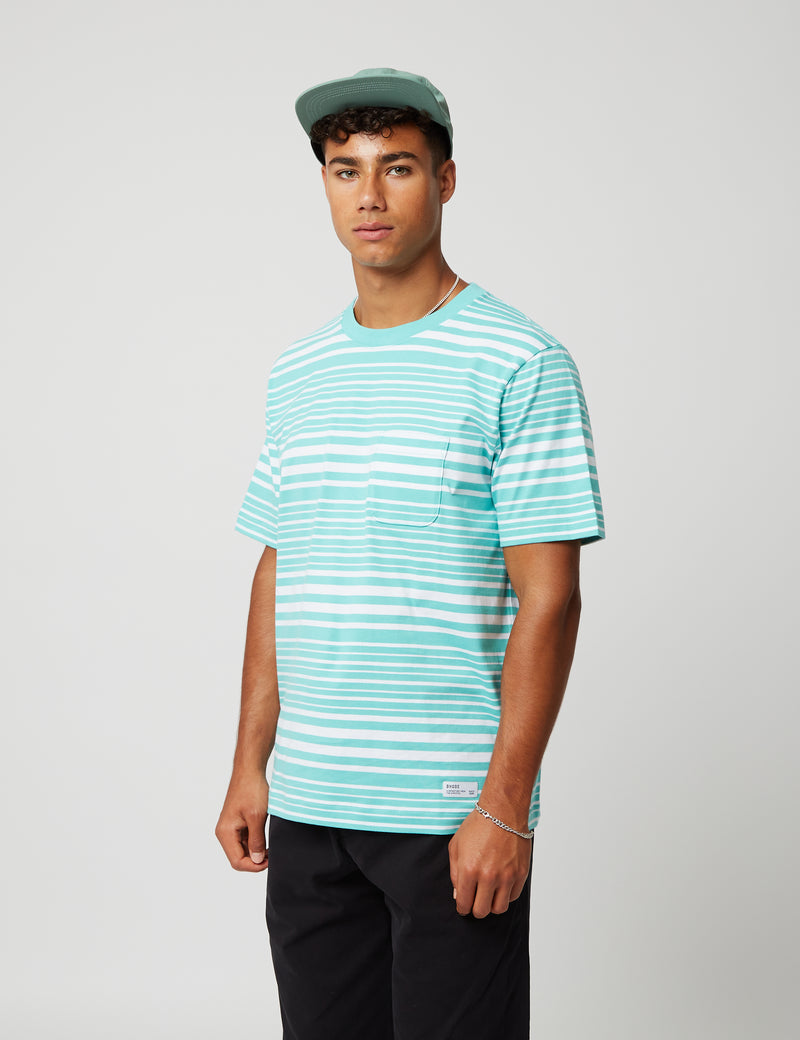 Bhode Shima Striped T-Shirt (Organic) - Turquoise Green